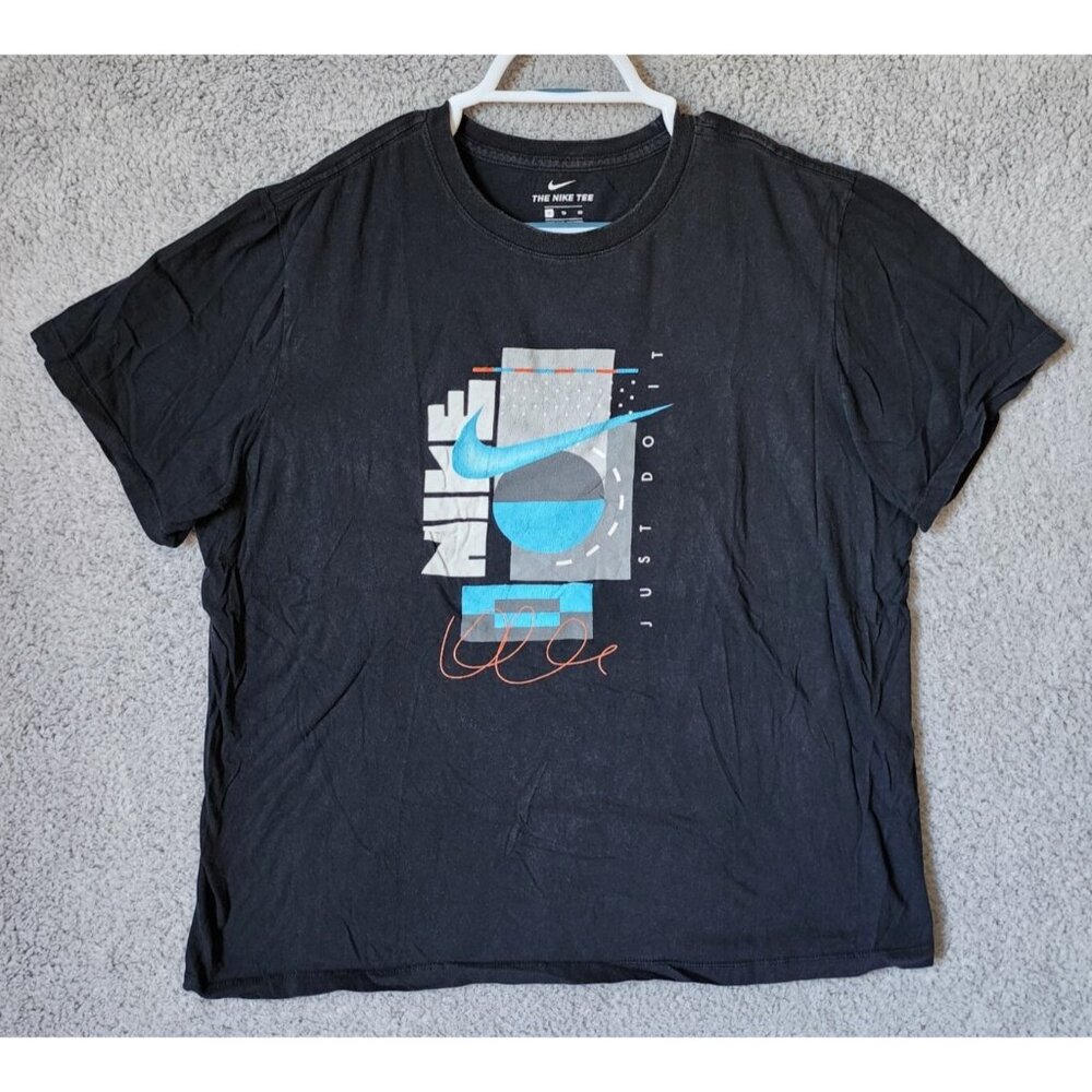 The Nike Tee Black "Just Do It" Abstract‎ Graphic T Shirt Size XL 100% Cotton